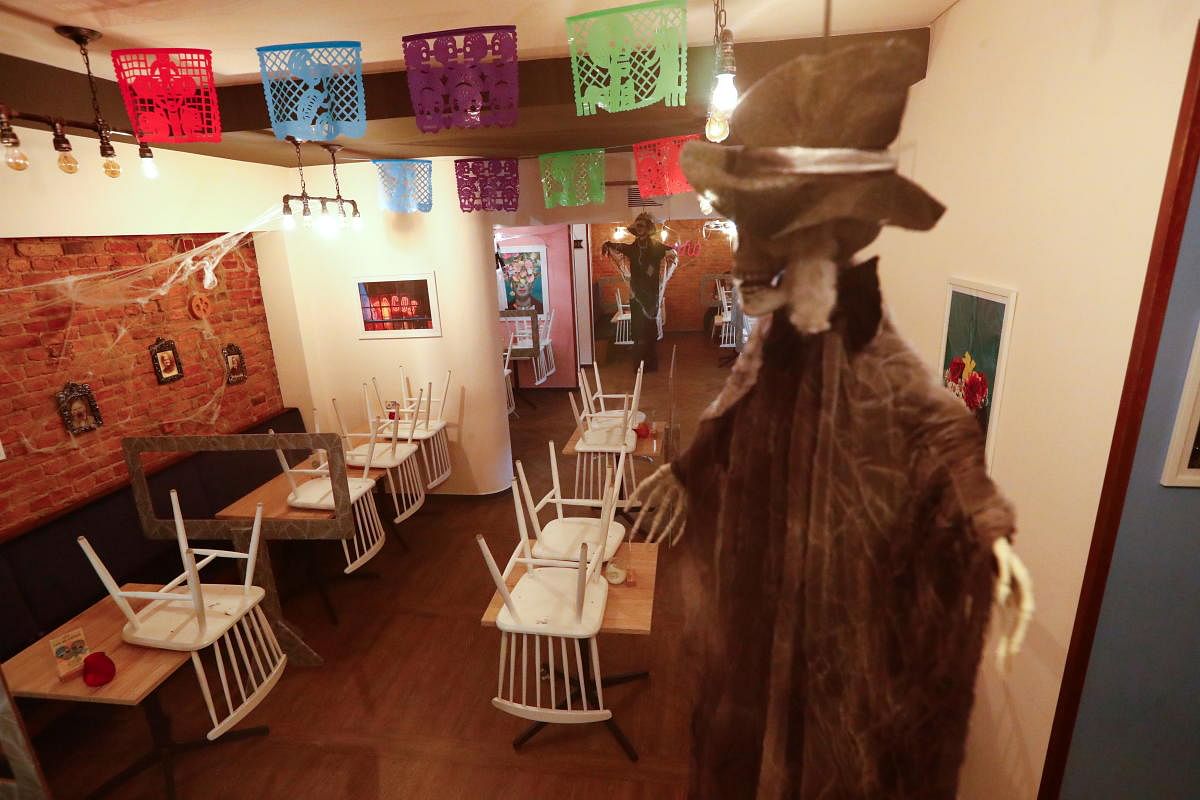 Chairs are pictured on tables at Lacor for Tacos restaurant, ahead of the month-long lockdown in Germany which begins on November 2 due to the spread of the coronavirus disease outbreak, in Berlin, Germany. Credit: Reuters Photo