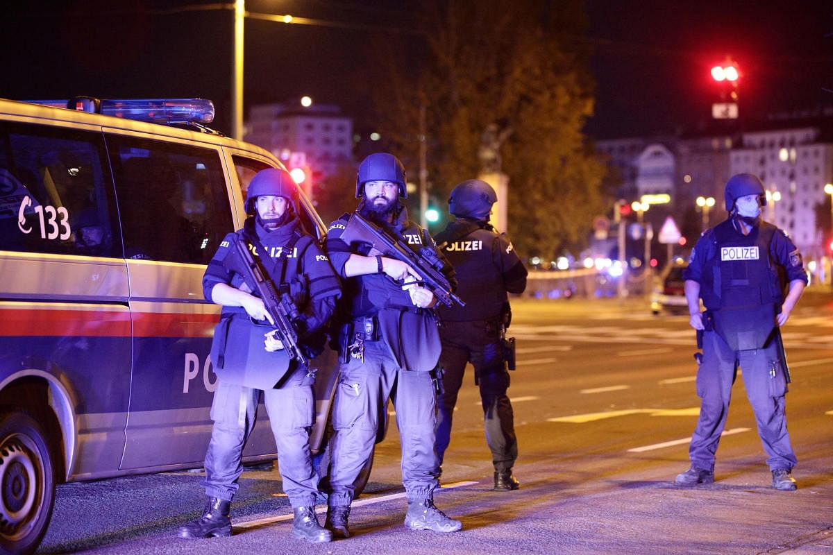 Police blocks a street near Schwedenplatz square after exchanges of gunfire in Vienna, Austria, November 2. Credit: Reuters Photo