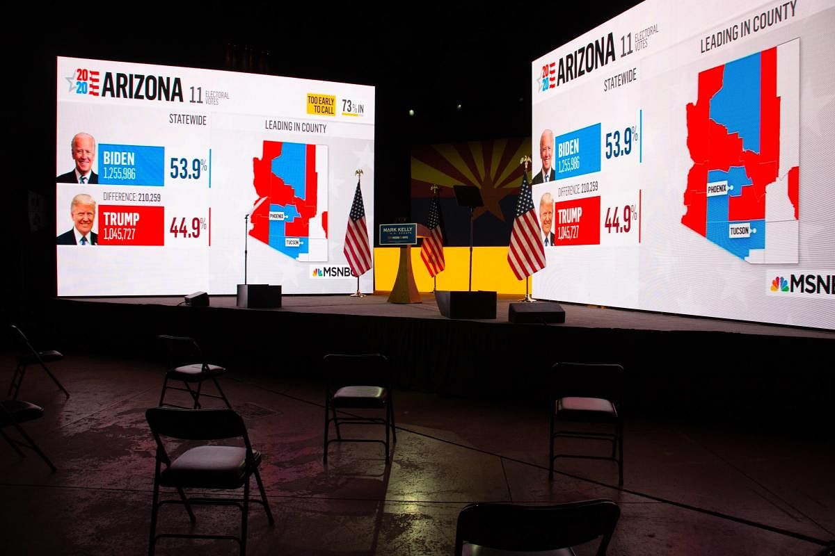 Arizona | With 11 electoral votes, polls close 9 pm EST. Arizona has no-excuse absentee voting. All ballots must arrive by the close of polls on Election Day. Ballots could be scanned and tabulated starting 14 days before Tuesday but results not reported until after polls close on Election Day. Credit: AFP Photo