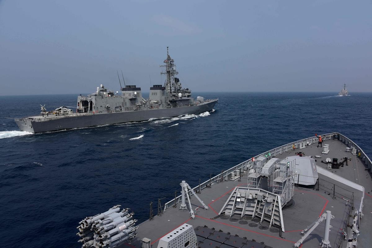 The first phase of Malabar exercise was held between India, USA, Japan and Australia from November 3 to November 6. Credit: AFP Photo