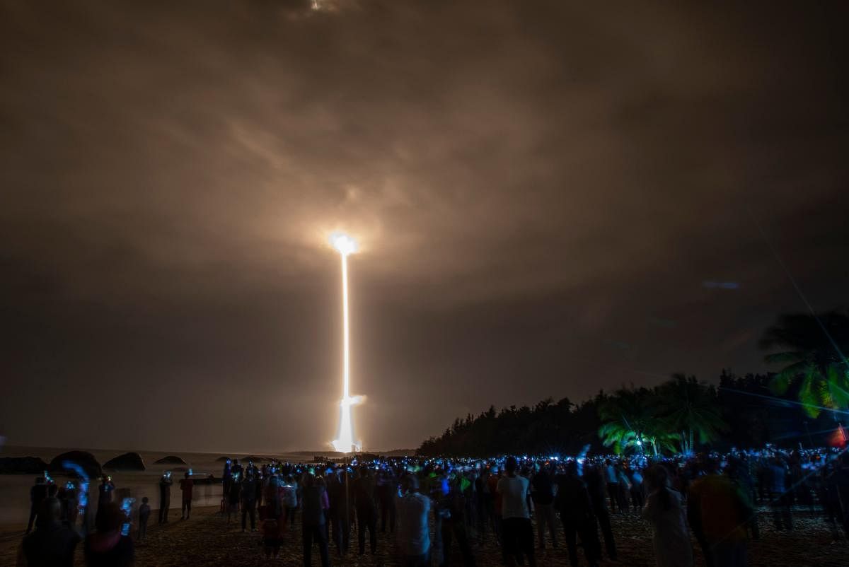 China on Tuesday launched an unmanned spacecraft to bring back lunar rocks -- the first attempt by any nation to retrieve samples from the Moon in four decades. A Long March 5 rocket carrying the Chang'e-5 probe, named after the mythical Chinese moon goddess, blasted off from the Wenchang Space Center on the southern island province of Hainan. Credit: AFP Photo