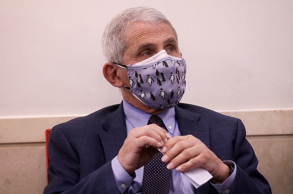 Dr Anthony Fauci's quote for people to 'wear a mask' to slow the spread of Covid-19 tops a Yale Law School librarian's list of the most notable quotes of 2020. Credit: AFP Photo