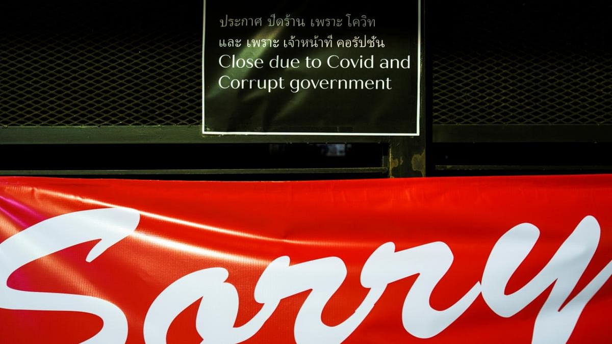 A sign is seen in front of a closed bar at Walking Street amid fears of the coronavirus disease (Covid-19) outbreak in Pattaya, one of the city's top tourist spots in Thailand. Credit: Reuters.