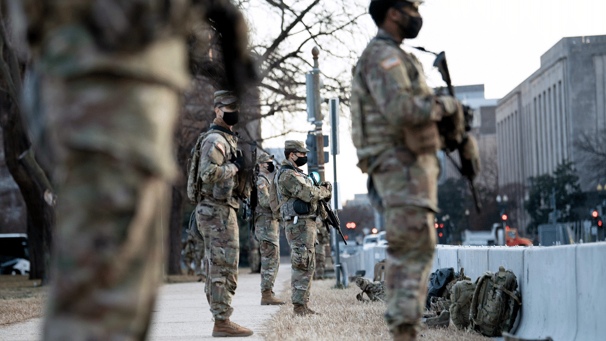 Members of the National Guard are seen guarding Capitol Hill in preparation for the US Presidential Inauguration a week after a pro-Trump mob broke into and took over the Capitol in Washington, DC. Credit: AFP Photo
