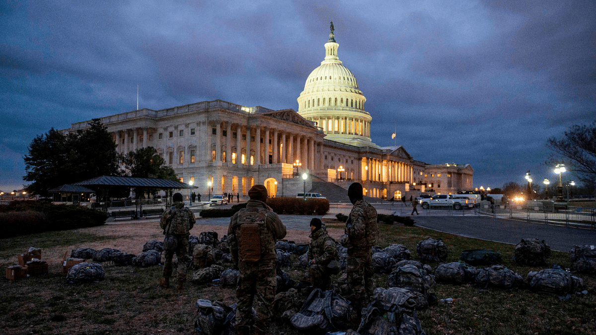 Members of the US National Guard are seen near their gear at the US Capitol in Washington, DC on January 17, 2021, during a nationwide protest called by anti-government and far-right groups supporting US President Donald Trump and his claim of electoral fraud in the November 3 presidential election. Credit: AFP Photo