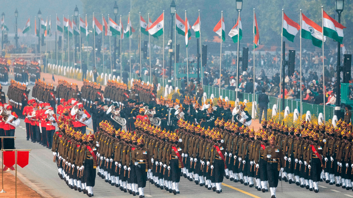 Police personnel, the Indian Navy, the Indian Army and the ten tableaus are in the final stages of their practice for January 26. Here are some of the best pictures from dress rehearsals straight from Rajpath, New Delhi. Credit: AFP Photo