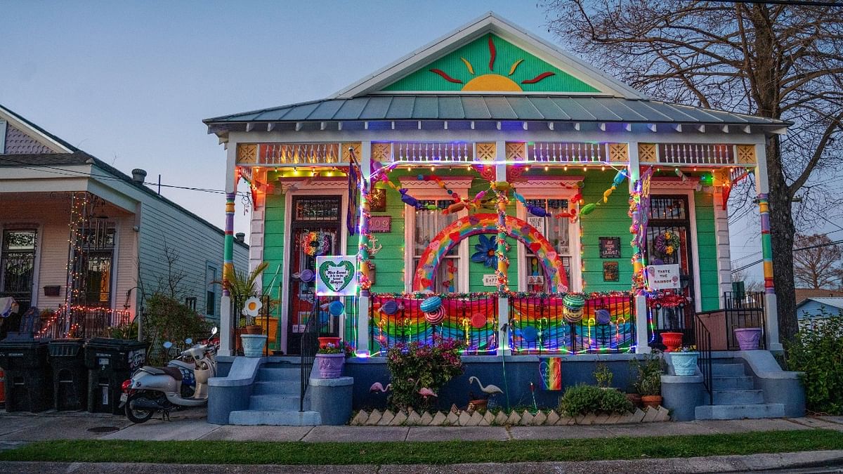 The 'Taste the Rainbow' house float located on Ponce de Leon Street, is one of thousands decorated in celebration of Mardi Gras in New Orleans, Louisiana, US. Credit: Reuters Photo.