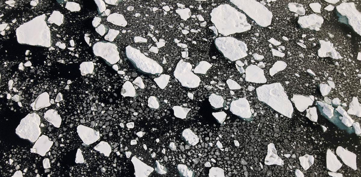 An aerial view of floating ice taken by a drone launched from Greenpeace's Arctic Sunrise ship in the Arctic Ocean. Credit: Reuters Photo