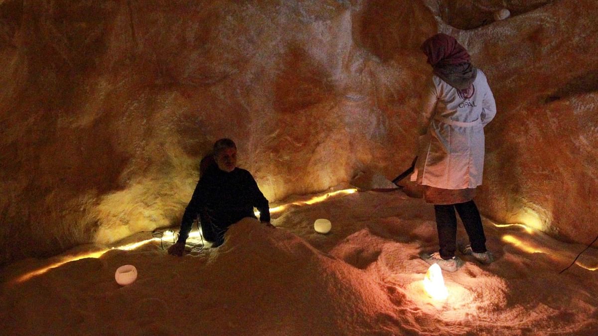 The centre in Benghazi, where citizens rose up against dictator Moamer Kadhafi's rule a decade ago, opened Libya's first-ever artificial salt caves to clients last October. Credit: AFP Photo