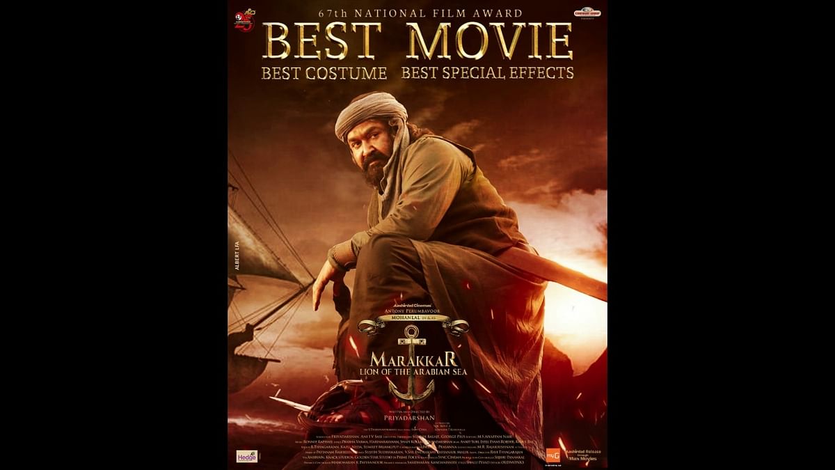 Best Feature Film | 'Marakkar Arabikadalinte Simham'/'Marakkar Lion of the Arabian Sea' (Malayalam) | First Indian film to bag the award before its theatrical release | Credit: Facebook/MarakkarArabikadalinteSimham
