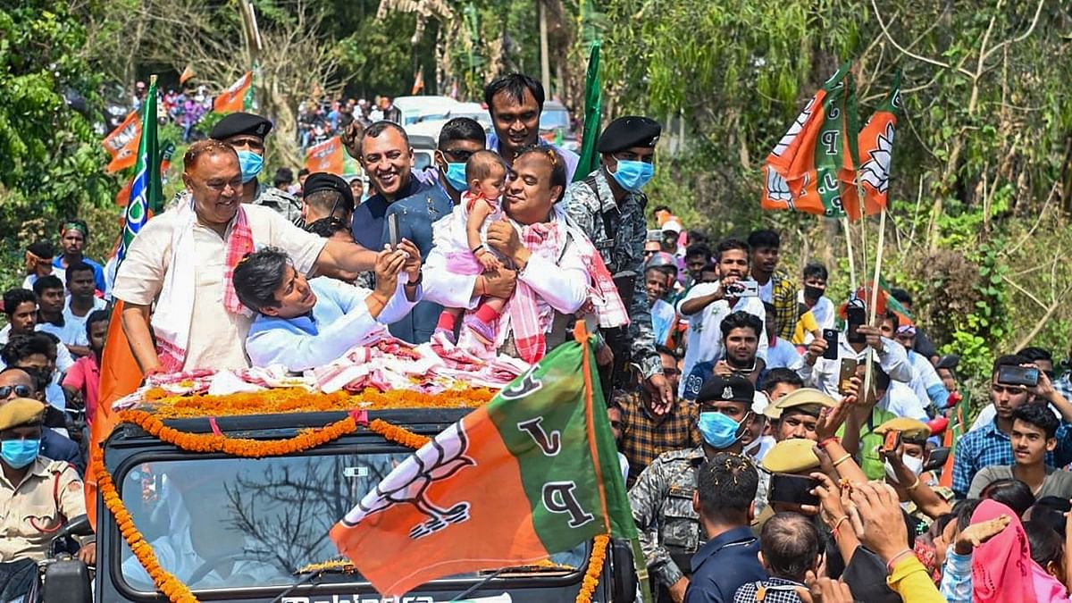 BJP leader Himanta Biswa Sarma during an election campaign rally, ahead of Assam Assembly polls, at Behali in Sonitpur district, Monday, March 15, 2021. Credit: PTI File Photo