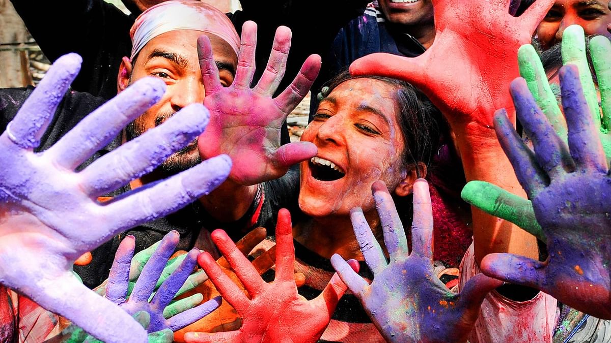 Patiala: People played Holi with dry colours in Patiala. Punjab is also one of the biggest hotbeds of Covid-19 in India currently. Credit: PTI Photo