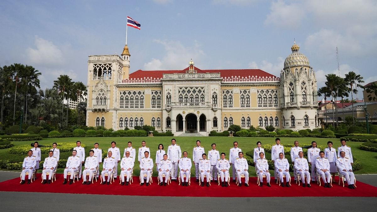 Thailand's Prime Minister Prayuth Chan-ocha attends a family photo session with new cabinet ministers at the Government House in Bangkok, Thailand, March 30, 2021. Credit: Reuters Photo
