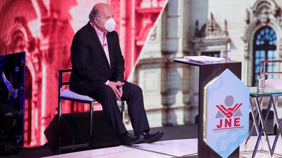 Peru's presidential candidate Hernando de Soto of Avanza Pais party participates in a presidential candidates debate, in Lima, Peru. Credit: Reuters Photo