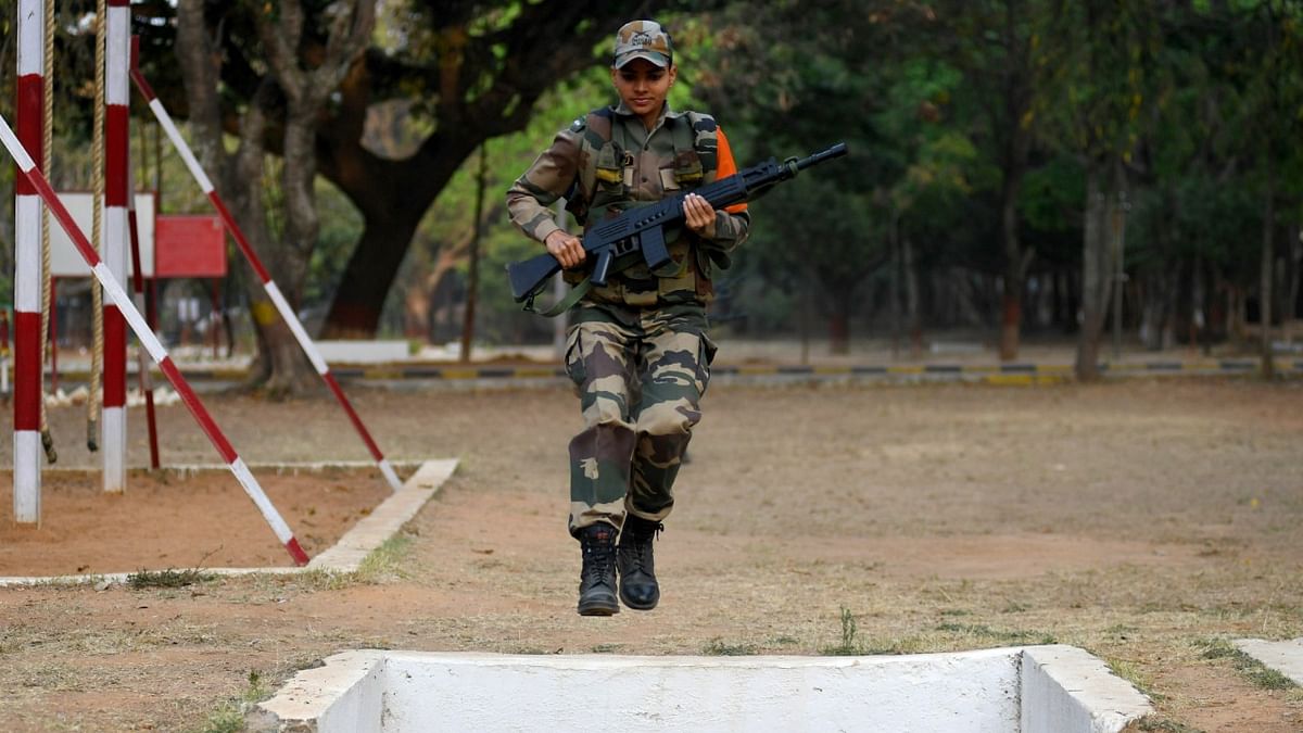 The women recruits are given training comprising Basic Military Training and Advanced Provost Training in Bengaluru.
