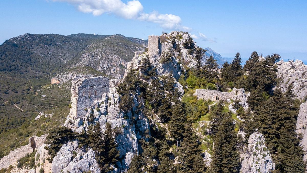 A picture shows the fortress of Saint Hilarion, perched on the mountain ridge above the northern port of Kyrenia, in the self-proclaimed Turkish Republic of Northern Cyprus (TRNC), north of the divided Cypriot capital Nicosia. Credit: AFP photo