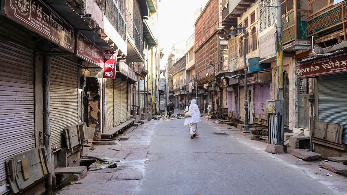 Mathura | Shops were closed during weekend lockdown imposed in the city due to a raging Covid-19 second wave in India. Credit: PTI Photo