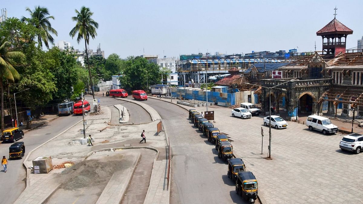 Mumbai | A deserted view outside Bandra east railway station during weekend lockdown imposed by the state government. Credit: PTI Photo