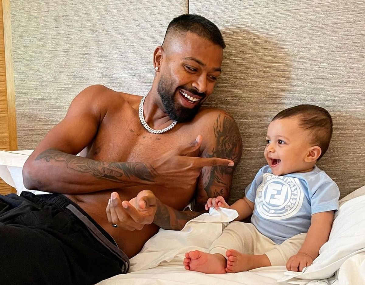Hardik Pandya is one of the proud fathers who never shies away from sharing his baby's photos on social media. Credit: Instagram/hardikpandya93