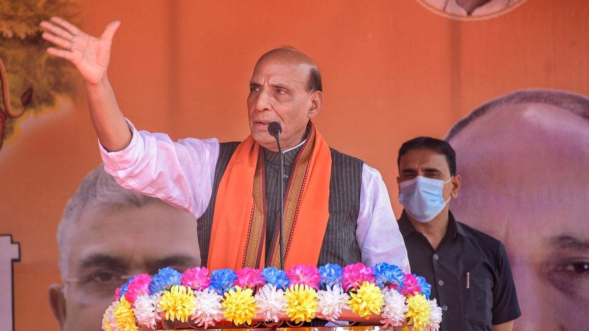 Rajnath Singh | BJP | The defence minister attended several rallies in West Bengal and Assam as well | Credit: PTI File Photo