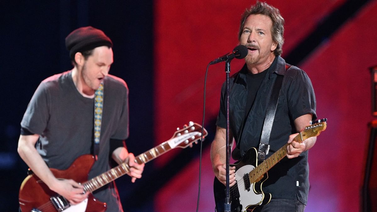 US musician Eddie Vedder performs during the taping of the