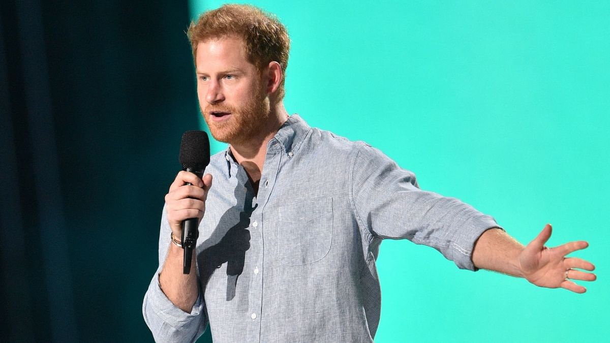 Co-Chair Britain's Prince Harry, Duke of Sussex, speaks onstage during the taping of the