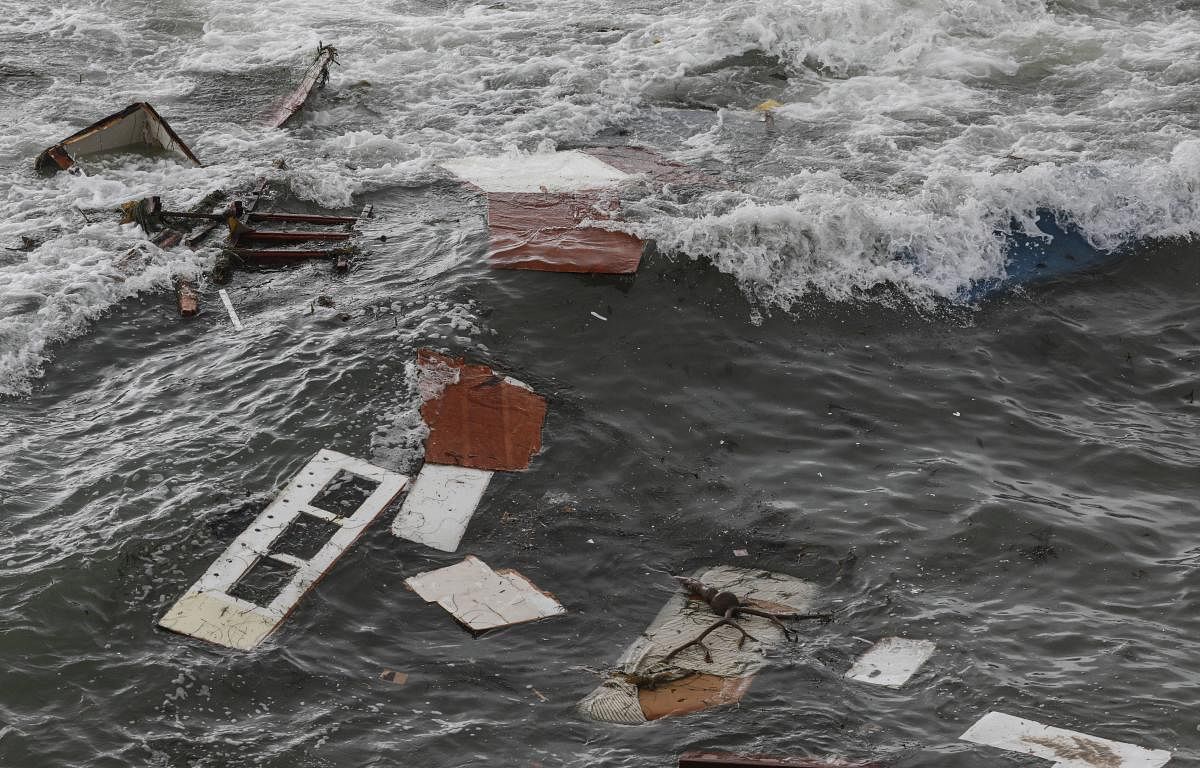 Suspected human smuggling boat capsizes off San Diego coast leaving at least 3 dead. Debris is littered along the shoreline off Cabrillo Monument on May 2, 2021 in San Diego, California. Credit: AFP