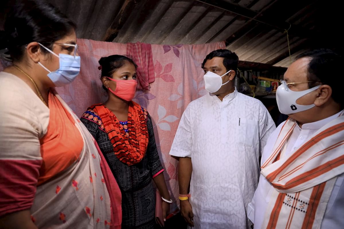 BJP National President JP Nadda meets family members of post-poll violence victims, in Sonarpur, West Bengal.