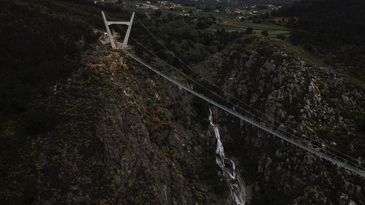 A general view of the world's longest pedestrian suspension bridge '516 Arouca', in Portugal.