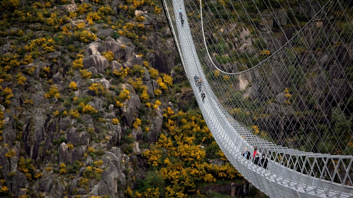 A general view of the world's longest pedestrian suspension bridge '516 Arouca', in Portugal.