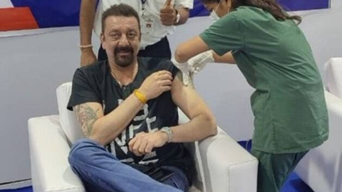 Actor Sanjay Dutt took to Twitter to inform that he has received the first dose of coronavirus vaccine at a vaccination centre in Bandra Kurla Complex, Mumbai. Credit: Twitter/@duttsanjay