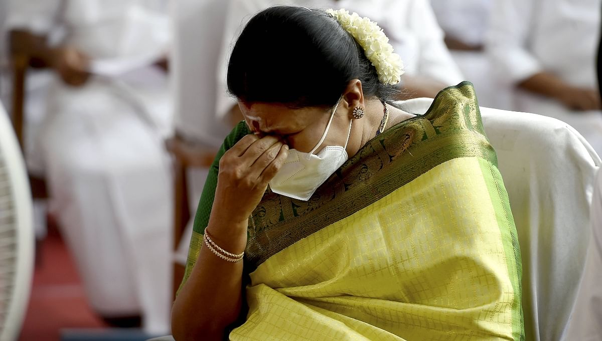 Durga Stalin bursts into tears during MK Stalin's swearing-in ceremony, in Chennai.