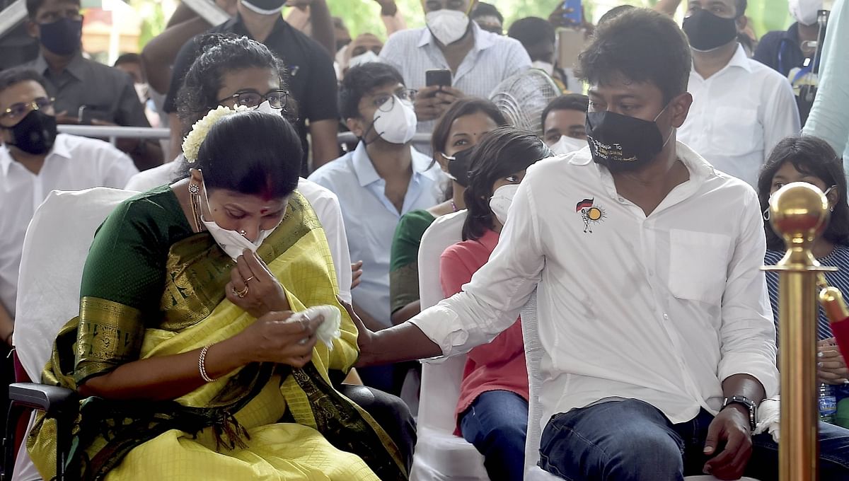 Actor turned politician Udayanidhi Stalin was seen consoling his mother Durga during the swearing-in ceremony, in Chennai.