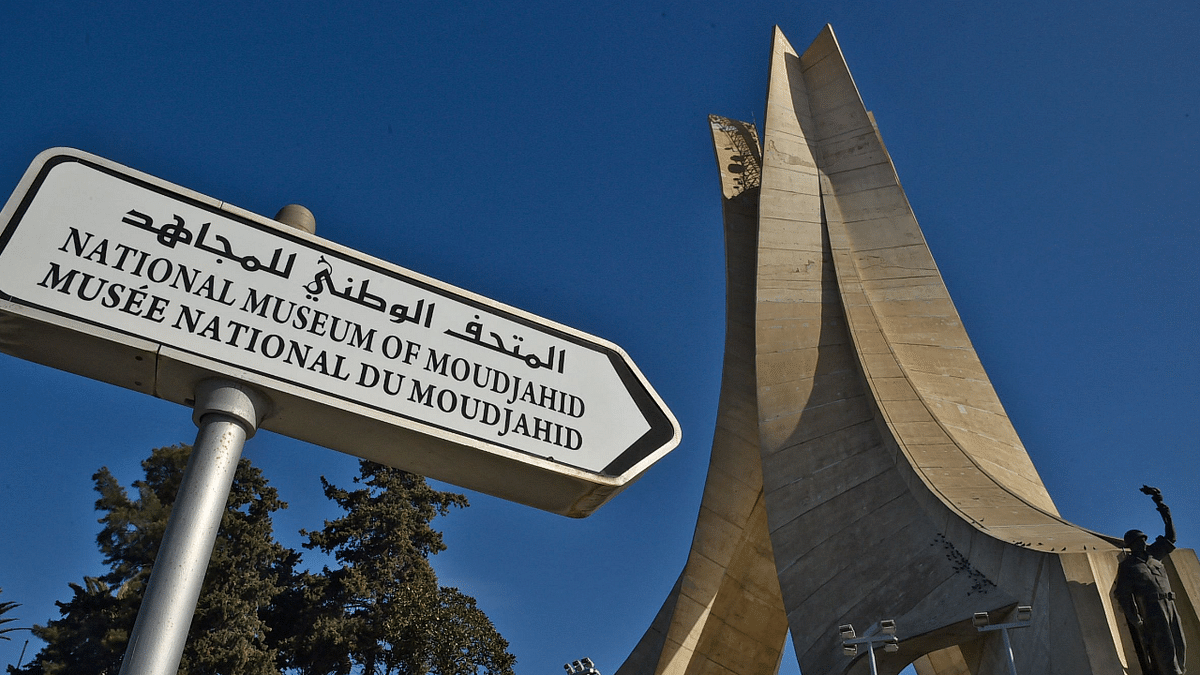 A view of the Maqam Echahid, a concrete monument commemorating the Algerian war for independence, in Algiers. - Algeria on May 8 honours thousands killed by French forces in 1945. Credit: AFP Photo