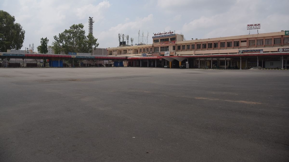 Monday afternoon at Kempegowda KSRTC bus terminus in central Bengaluru.