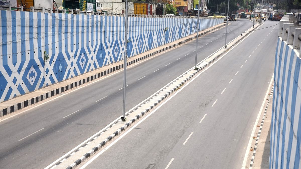 Bannerghatta road near the Dairy Circle flyover wears a deserted look.