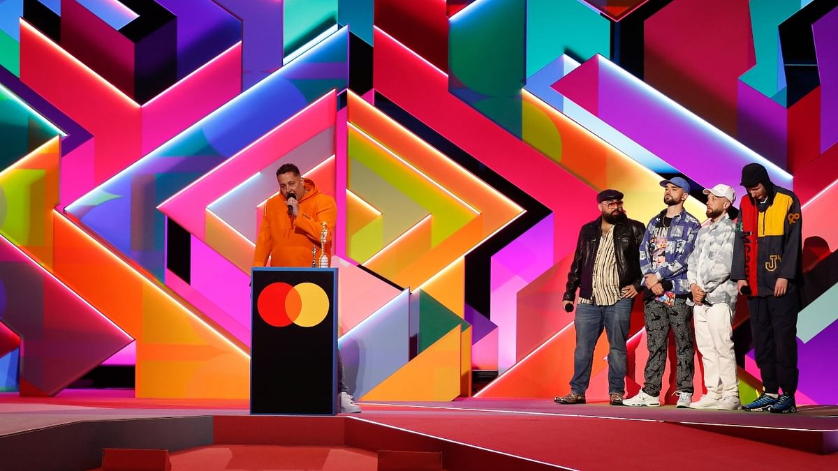 DJ Semtex speaks on stage at the BRIT Awards 2021 in London on May 11, 2021. Credit: AFP Photo