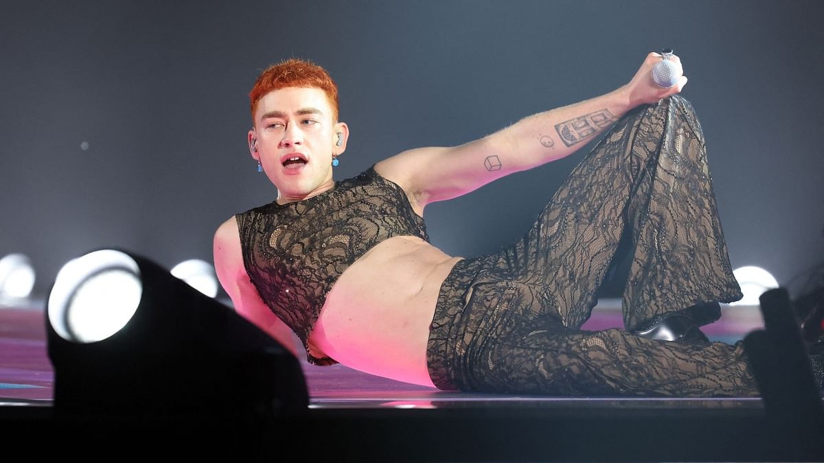 Another still from the virtual performance of Olly Alexander at BRIT Awards 2021. Credit: AFP Photo