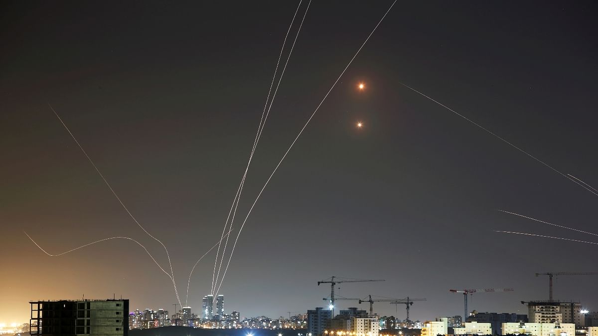 Israel’s much-vaunted Iron Dome missile defence system is intercepting a barrage of rockets fired by Hamas and other Palestinian militants from Gaza as bloody clashes escalate. Credit: Reuters