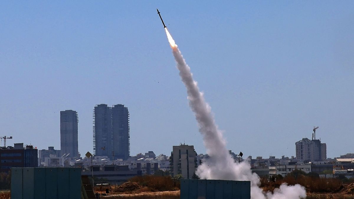 Israel's Iron Dome aerial defence system is activated to intercept a rocket launched from the Gaza Strip, controlled by the Palestinian Hamas movement, above the southern Israeli city of Ashdod. Credit: AFP