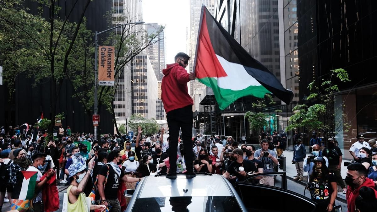 Protesters and activists gather to voice their anger at the situation in Israel and to defend the Palestinian resistance movement in New York City. Credit: AFP Photo