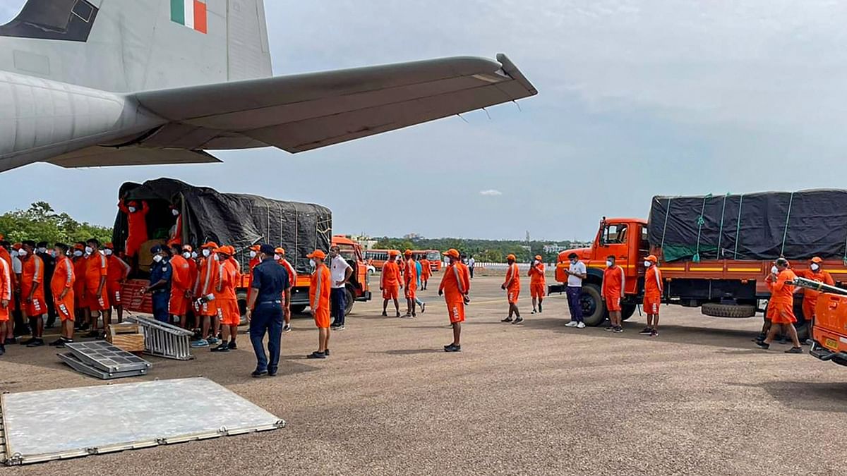 In the wake of cyclone Tauktae alert, two C-130 J aircraft of IAF airlifted three NDRF teams comprising of 126 personnel and equipment from Bhubaneswar to Jamnagar.