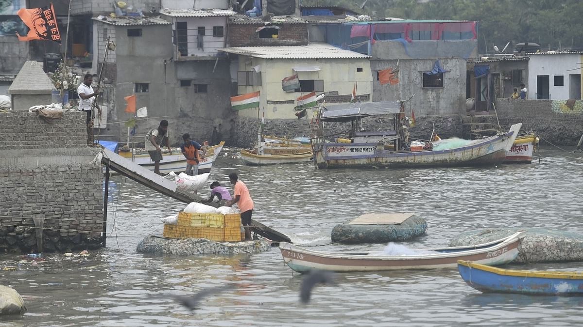 Fishing boats anchored at Badhwar park jetty due to formation of Cyclone Tauktae in the Arabian Sea in Mumbai.