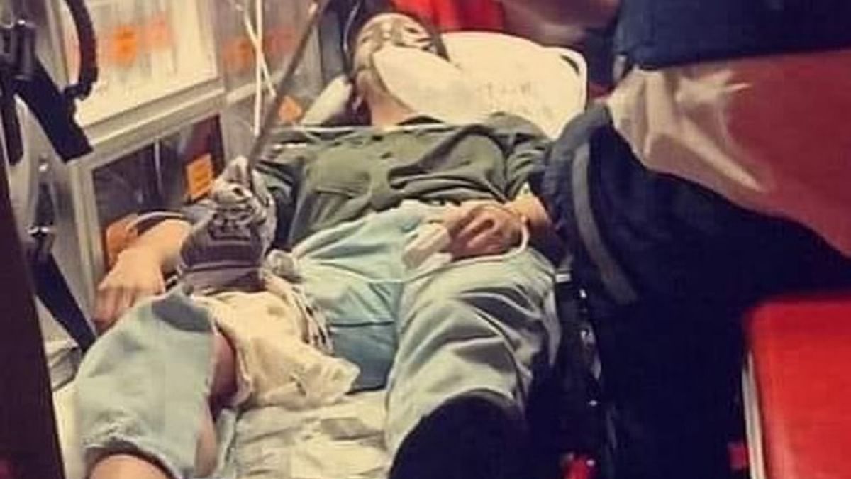This picture of an injured Maisa in the back of an ambulance went viral on social media.