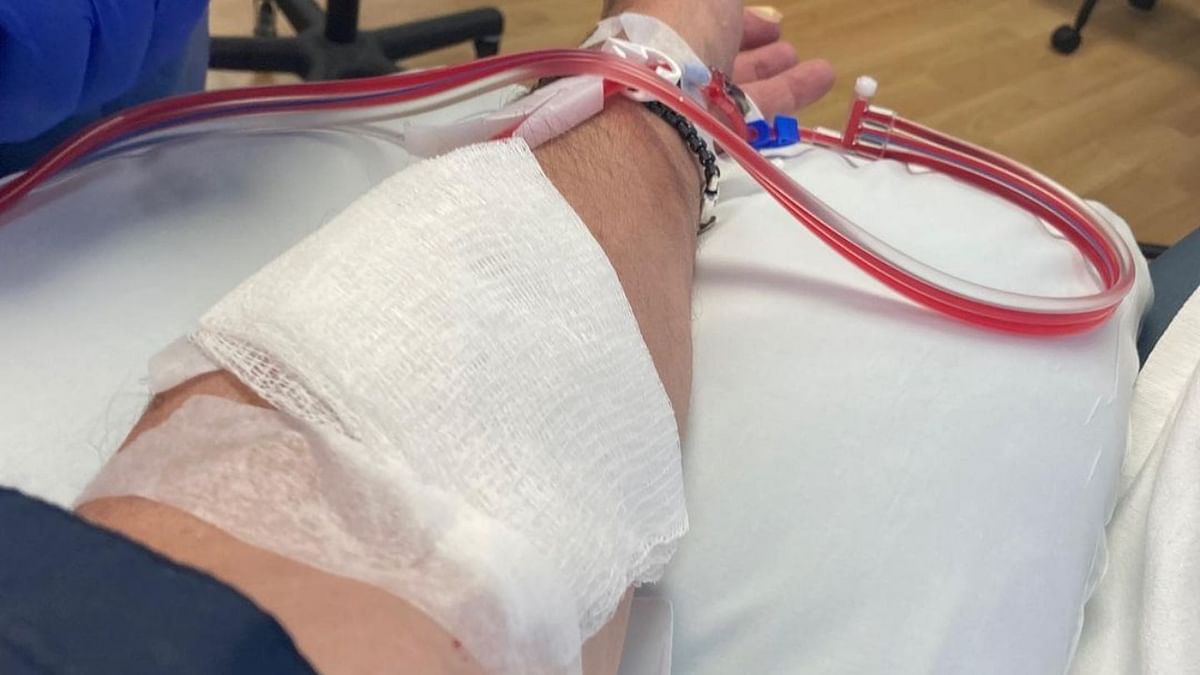 Hollywood star Tom Hanks shared a photograph of himself donating plasma on social media. Credit Instagram/@tomhanks