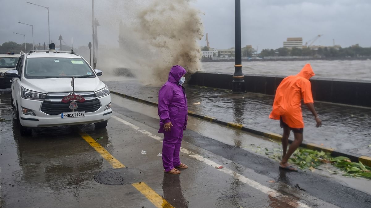 Mayor Kishori Pednekar visited the Gateway of India to take the stock of the situation in the view the formation of cyclone. Credit: PTI