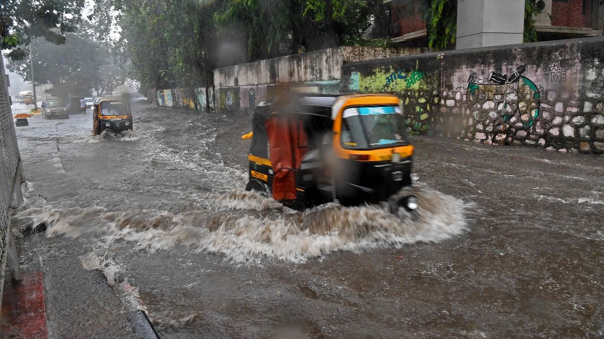 Heavy rains lashed Mumbai and its suburbs, inundating houses in some low lying areas and affecting normal life following the arrival of cyclone Tauktae. Credit: PTI