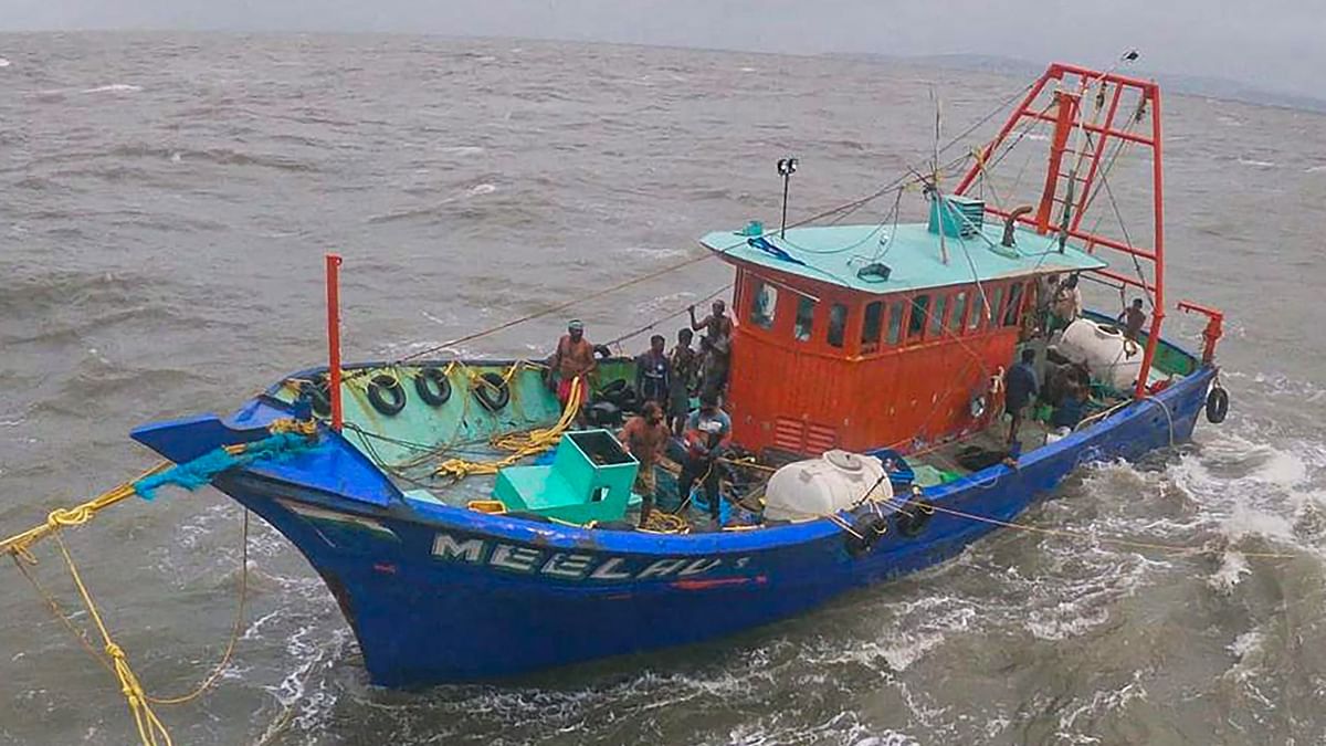 Ship Samarth rescues 15 people from a fishing boat named Milad off Goa Coast. Credit: PTI