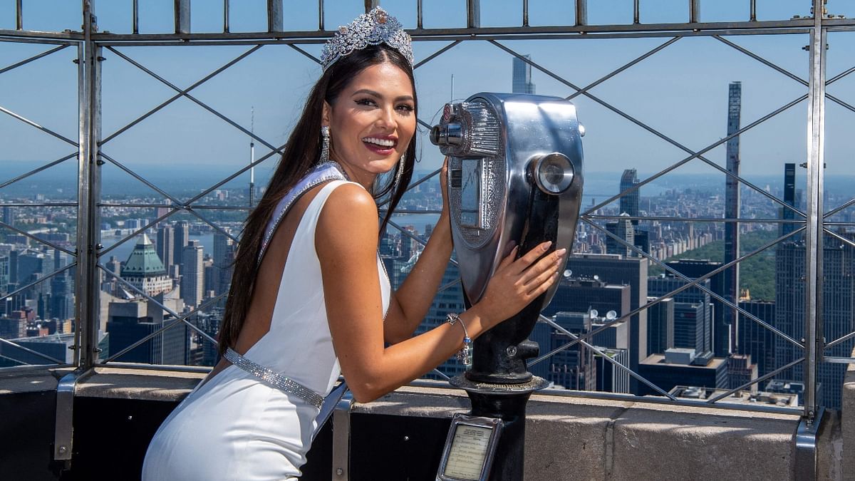 Miss Universe Andrea Meza during a photocall in the US.