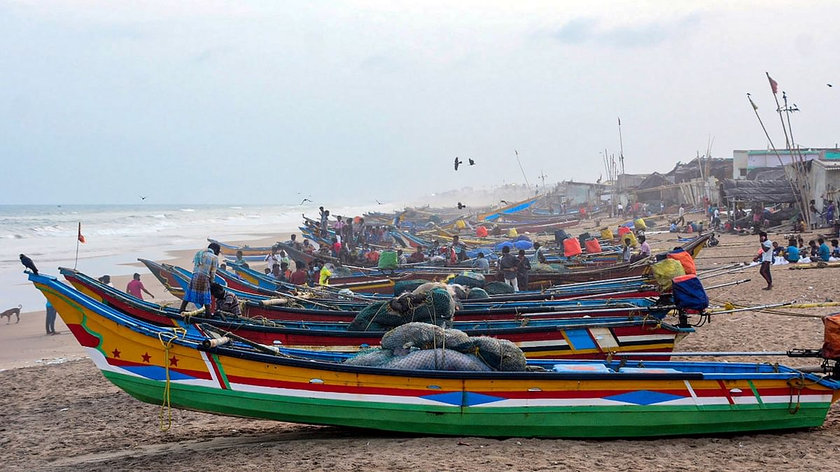 Boats anchored at a beach in Puri. Credit: PTI Photo